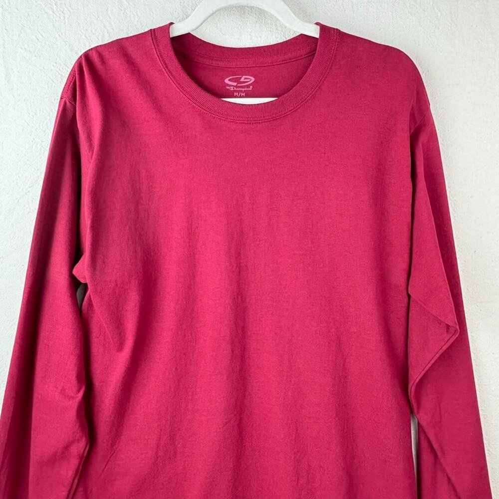 C9 Champion T Shirt DARK Red Mens M Long Sleeve Crew Tee Adult Medium